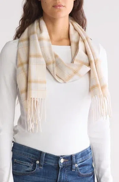 Nordstrom Rack Cashmere Scarf In Ivory- Tan Plaid