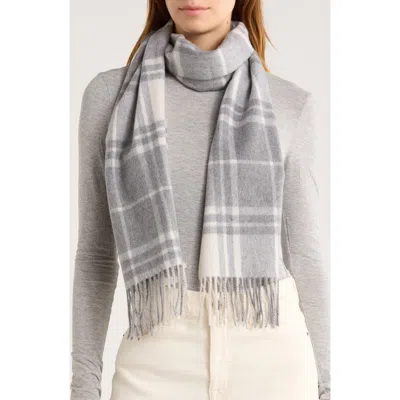 Nordstrom Rack Cashmere Scarf In Winter Ivory-camel Plaid