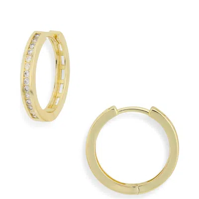 Nordstrom Rack Channel Set Cubic Zirconia Huggie Hoop Earrings In Gold