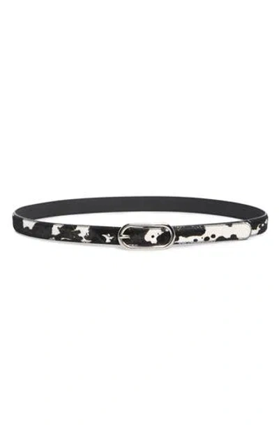 Nordstrom Rack Cheetah Genuine Calf Hair & Leather Belt In Black