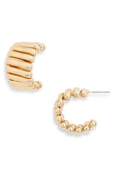 Nordstrom Rack Chunky Rib Hoop Earrings In Gold