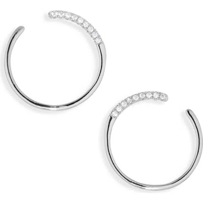 Nordstrom Rack Cluster Cz Frontal Hoop Earrings In Silver