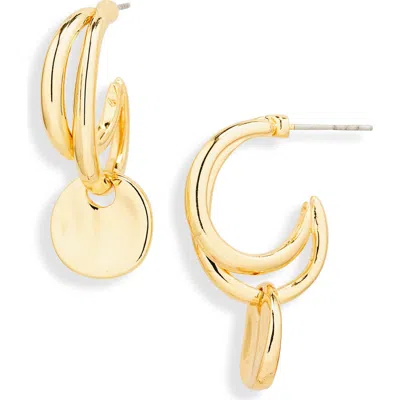 Nordstrom Rack Coin Drop Double Hoop Earrings In Gold