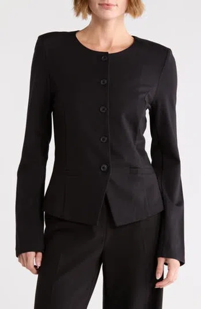 Nordstrom Rack Collarless Cutaway Ponte Jacket In Black