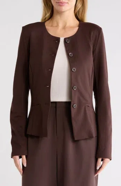 Nordstrom Rack Collarless Cutaway Ponte Jacket In Brown Coffee