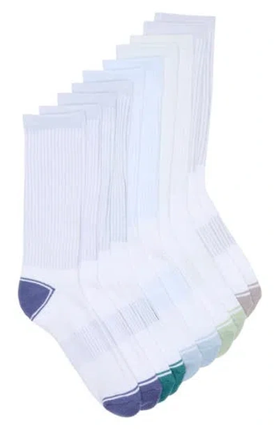 Nordstrom Rack Color Pop 5-pack Crew Socks In White -green -blue Multi