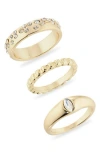 Nordstrom Rack Confetti Sparkle Set Of 3 Stackable Rings In Gold