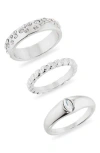 Nordstrom Rack Confetti Sparkle Set Of 3 Stackable Rings In Silver