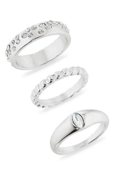 Nordstrom Rack Confetti Sparkle Set Of 3 Stackable Rings In Silver