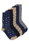 Nordstrom Rack Conversational Golf 5-pack Assorted Crew Socks In Blue