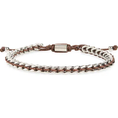 Nordstrom Rack Cord & Chain Bracelet In Brown- Silver