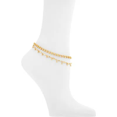 Nordstrom Rack Core Chain 2-pack Anklets In Gold