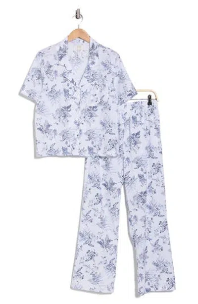 Nordstrom Rack Cotton Poplin Long Pajamas In Blue
