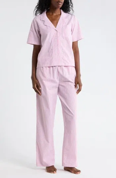 Nordstrom Rack Cotton Poplin Long Pajamas In Pink