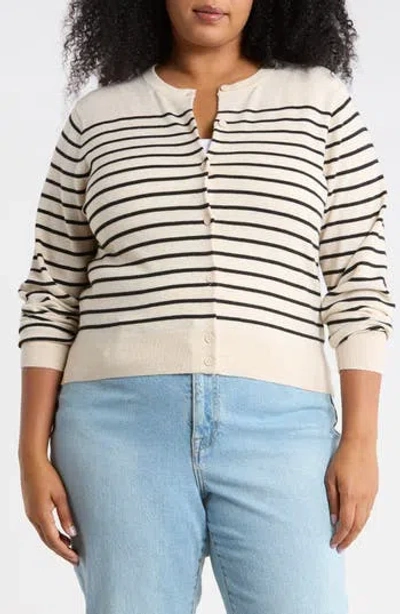 Nordstrom Rack Crewneck Button Front Cardigan In Black