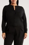 Nordstrom Rack Crewneck Button Front Cardigan In Black