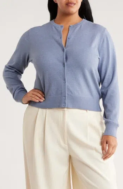 Nordstrom Rack Crewneck Button Front Cardigan In Blue
