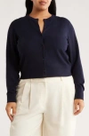 Nordstrom Rack Crewneck Button Front Cardigan In Blue