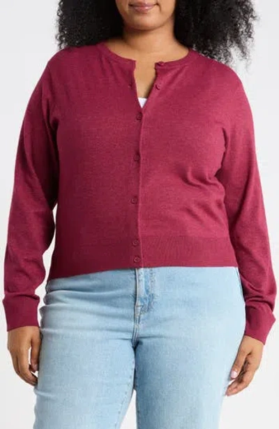 Nordstrom Rack Crewneck Button Front Cardigan In Pink