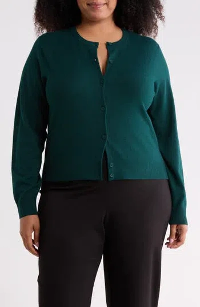 Nordstrom Rack Crewneck Button Front Cardigan In Green Ponderosa
