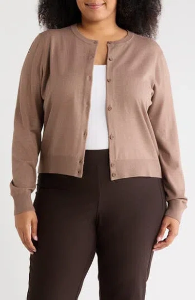 Nordstrom Rack Crewneck Button Front Cardigan In Neutral