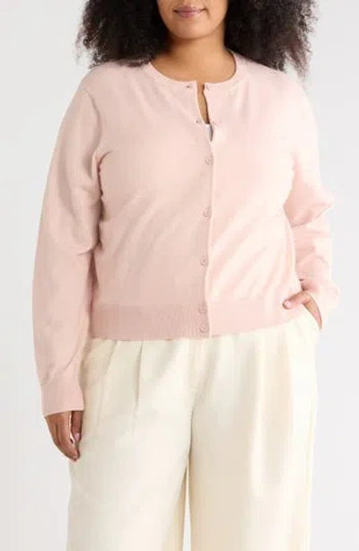 Nordstrom Rack Crewneck Button Front Cardigan In Pink