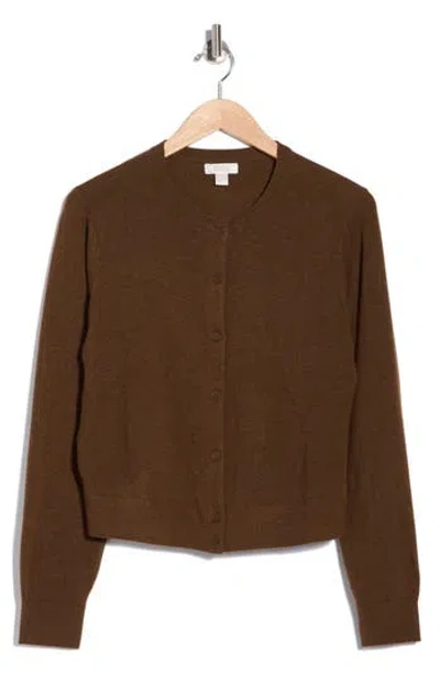Nordstrom Rack Crewneck Cardigan In Brown