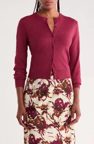 Nordstrom Rack Crewneck Cardigan In Burgundy Rhode