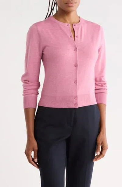 Nordstrom Rack Crewneck Cardigan In Pink Heather