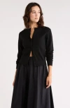 Nordstrom Rack Crewneck Crop Cardigan In Black