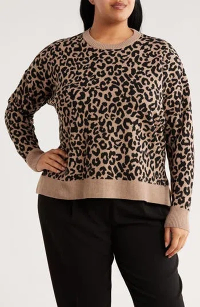 Nordstrom Rack Crewneck Jacquard Sweater In Brown