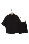 Nordstrom Rack Crinkle Cover-up Top & Shorts Set In Black