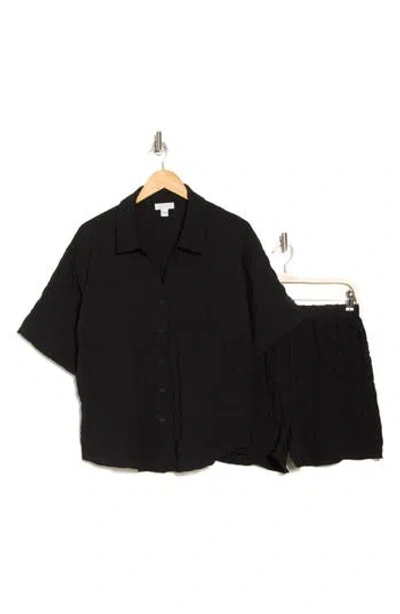 Nordstrom Rack Crinkle Cover-up Top & Shorts Set In Black