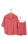 Nordstrom Rack Crinkle Cover-up Top & Shorts Set In Pink Dune