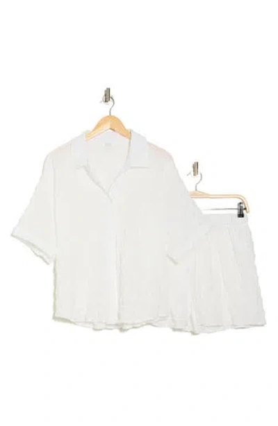 Nordstrom Rack Crinkle Cover-up Top & Shorts Set In White