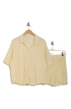 Nordstrom Rack Crinkle Cover-up Top & Shorts Set In Yellow Pale