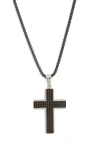 Nordstrom Rack Cross Pendant Necklace In Black- Stainless
