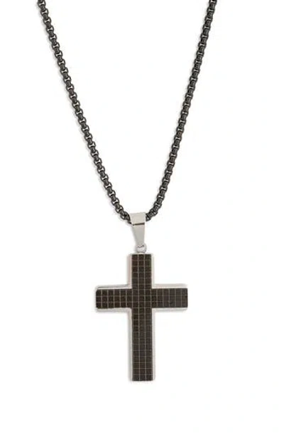 Nordstrom Rack Cross Pendant Necklace In Black- Stainless