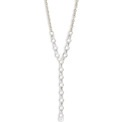 Nordstrom Rack Crystal Accent Lariat Necklace In White
