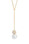 Nordstrom Rack Crystal & Faux Pearl Y-necklace In Gold