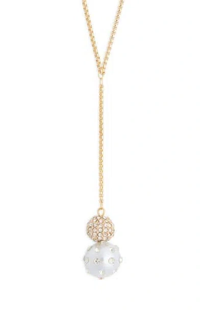 Nordstrom Rack Crystal & Faux Pearl Y-necklace In Gold
