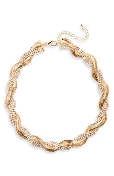 Nordstrom Rack Crystal & Snake Chain Twisted Necklace In Gold