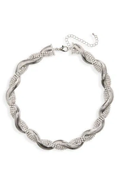 Nordstrom Rack Crystal & Snake Chain Twisted Necklace In Metallic