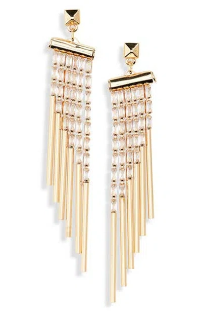 Nordstrom Rack Crystal Angled Fringe Earrings In Gold