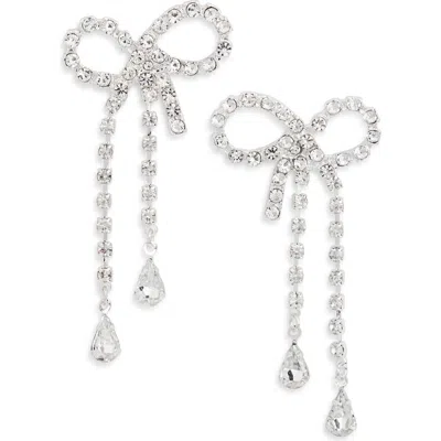 Nordstrom Rack Crystal Bow Earrings In Silver