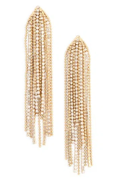 Nordstrom Rack Crystal Chain Fringe Drop Earrings In Clear- Gold