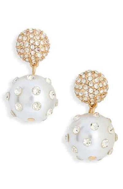 Nordstrom Rack Crystal Faux Pearl Drop Earrings In Gold