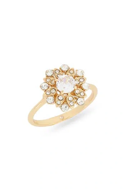 Nordstrom Rack Crystal Flower Ring In Brown