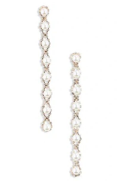 Nordstrom Rack Crystal Frame Imitation Pearl Drop Earrings In Gold