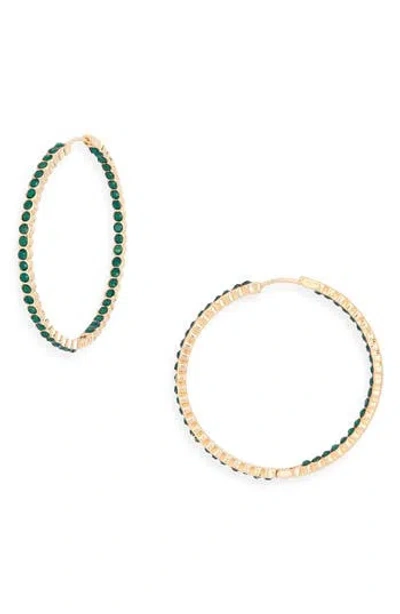 Nordstrom Rack Crystal Inside Out Hoop Earrings In Green